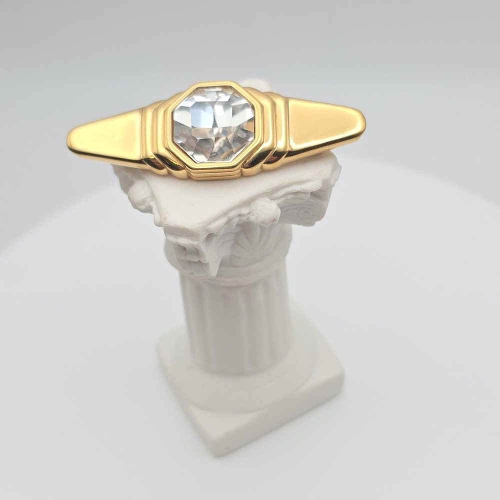 Vtg S.A.L. SWAROVSKI Brooch Lapel Pin Austrian Crystal Gold Plate 2" FREE $HIP!! - Picture 6 of 11